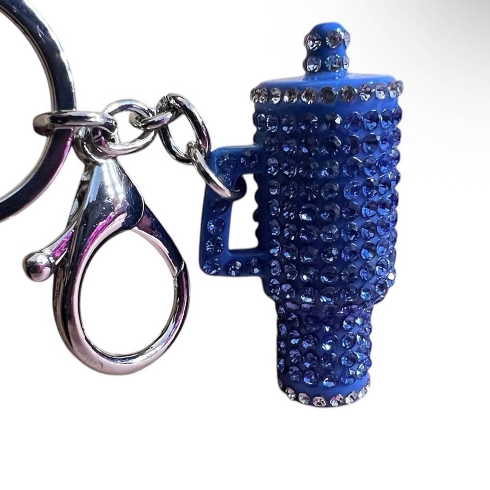 Blue Rhinestone Keychain Accessory
